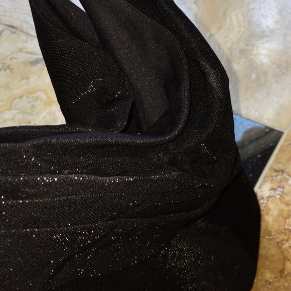 Onyx black lined metallic mesh Spaghetti straps - Picture 7 of 8